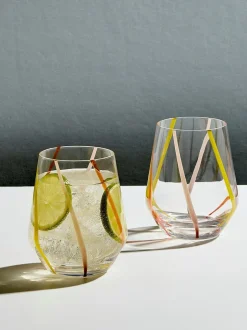 Glas*Anton Studio Designs Set of 2 Rio DOF Tumblers Azure Citroengeel