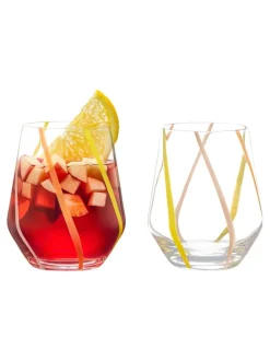 Glas*Anton Studio Designs Set of 2 Rio DOF Tumblers Azure Citroengeel