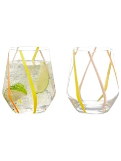 Glas*Anton Studio Designs Set of 2 Rio DOF Tumblers Azure Citroengeel