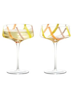 Glas|Anton Studio Designs set van 2 Rio champagnecoupes Citroengeel