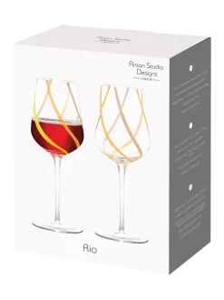 Glas*Anton Studio Designs Set van 2 Rio wijnglazen Citroengeel