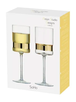 Glas|Anton Studio Designs Set van 2 SoHo wijnglazen Goud