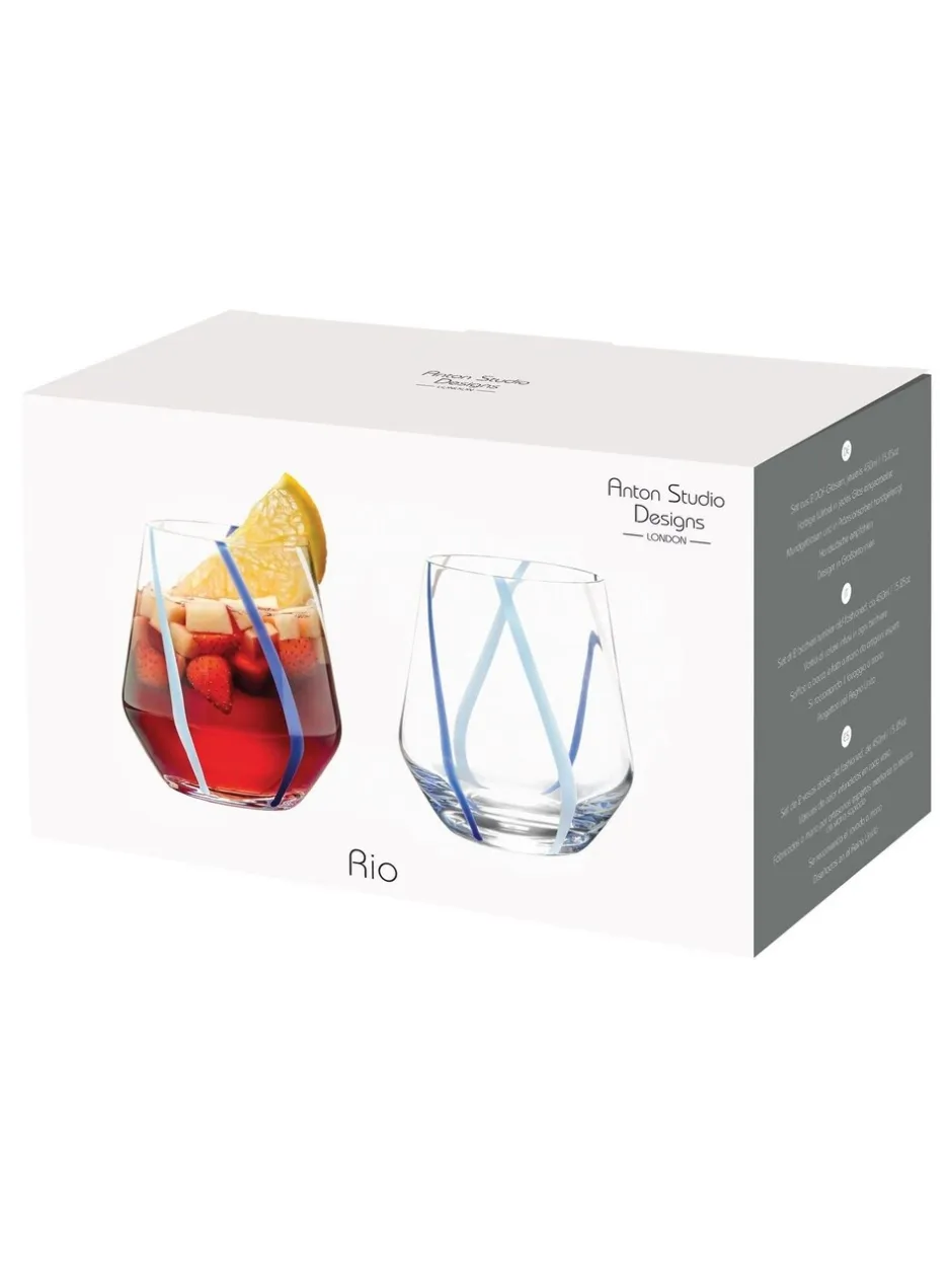 Glas*Anton Studio Designs Set of 2 Rio DOF Tumblers Azure Azuur
