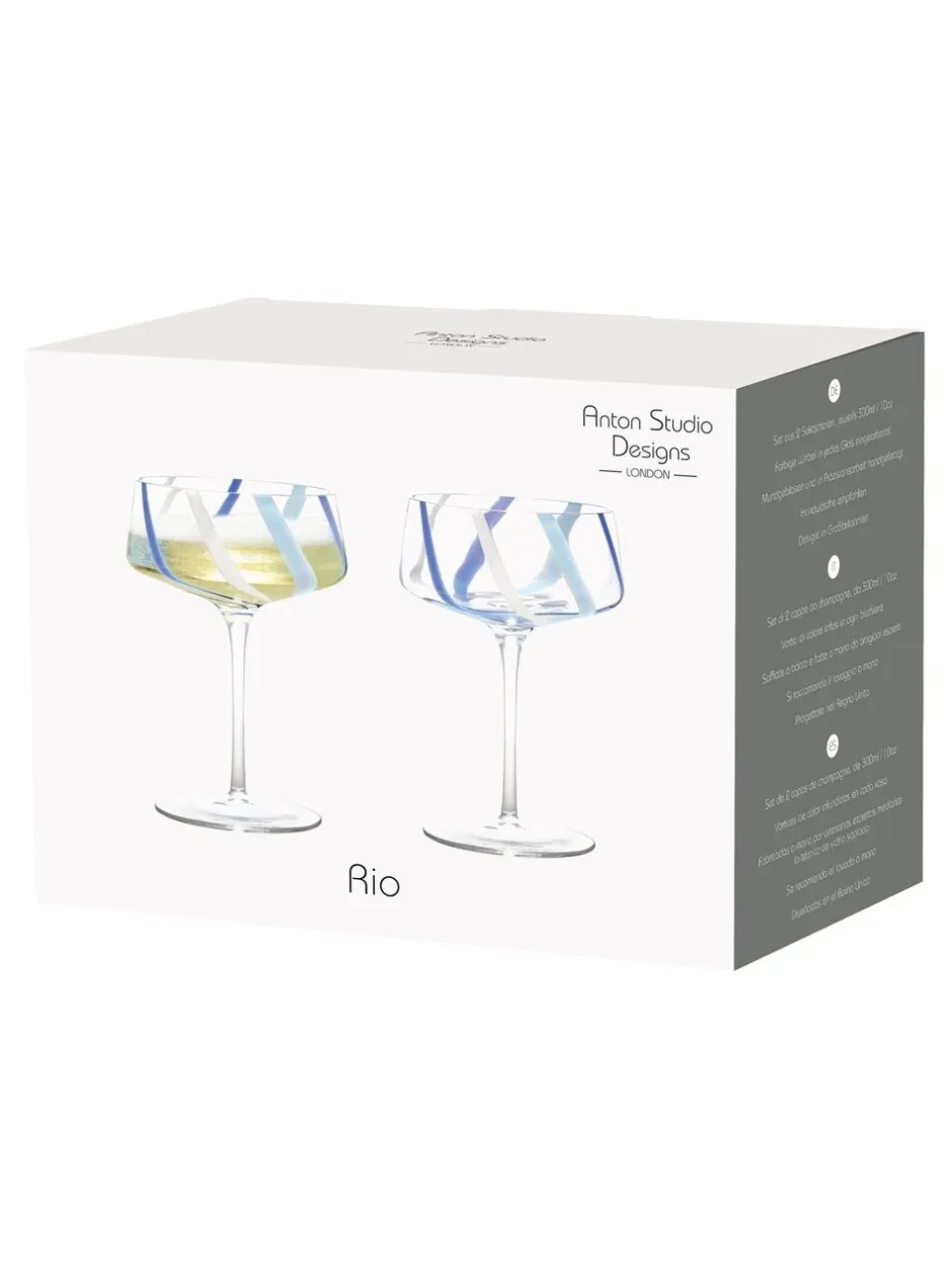 Glas*Anton Studio Designs set van 2 Rio champagnecoupes Azuur