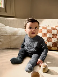 Truien En Breisels*Next - Babyset met gebreide trui en legging van 100% katoen met textuur (0mnd -3jr) Antraciet