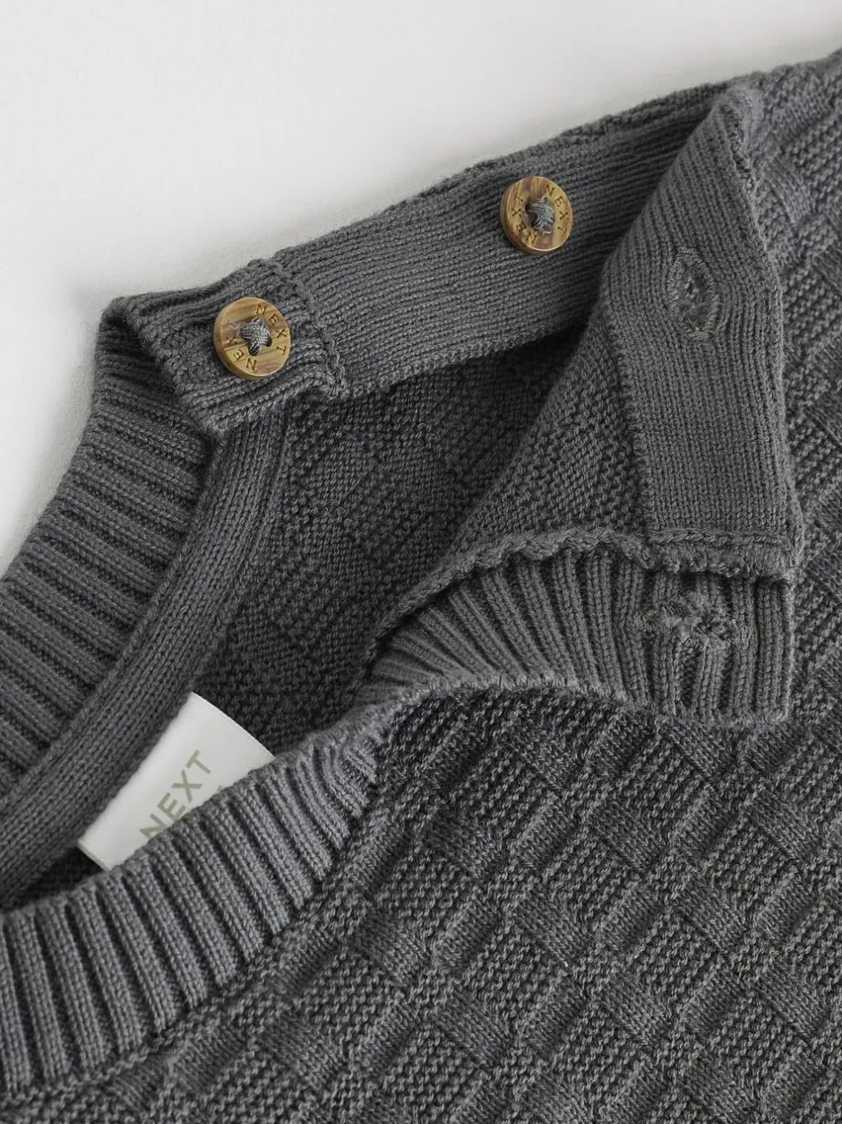 Truien En Breisels*Next - Babyset met gebreide trui en legging van 100% katoen met textuur (0mnd -3jr) Antraciet