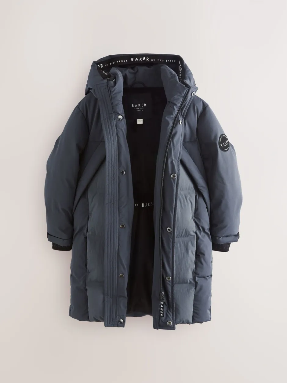 Schoolkleding|Jassen En Jacks*Baker by Ted Baker - regenbestendige gewateerde lange jas Antraciet