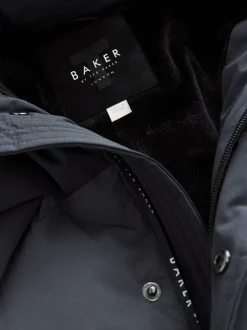 Schoolkleding|Jassen En Jacks*Baker by Ted Baker - regenbestendige gewateerde lange jas Antraciet