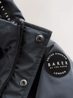 Schoolkleding|Jassen En Jacks*Baker by Ted Baker - regenbestendige gewateerde lange jas Antraciet