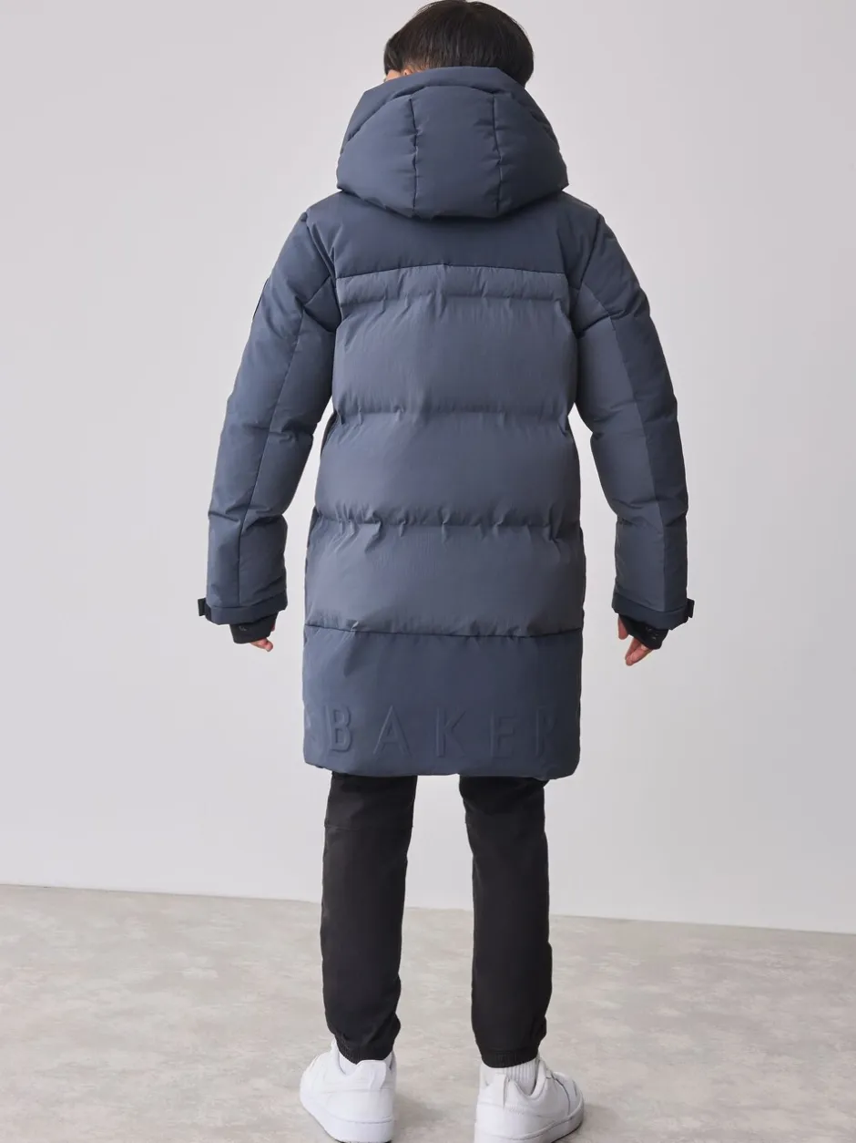 Schoolkleding|Jassen En Jacks*Baker by Ted Baker - regenbestendige gewateerde lange jas Antraciet