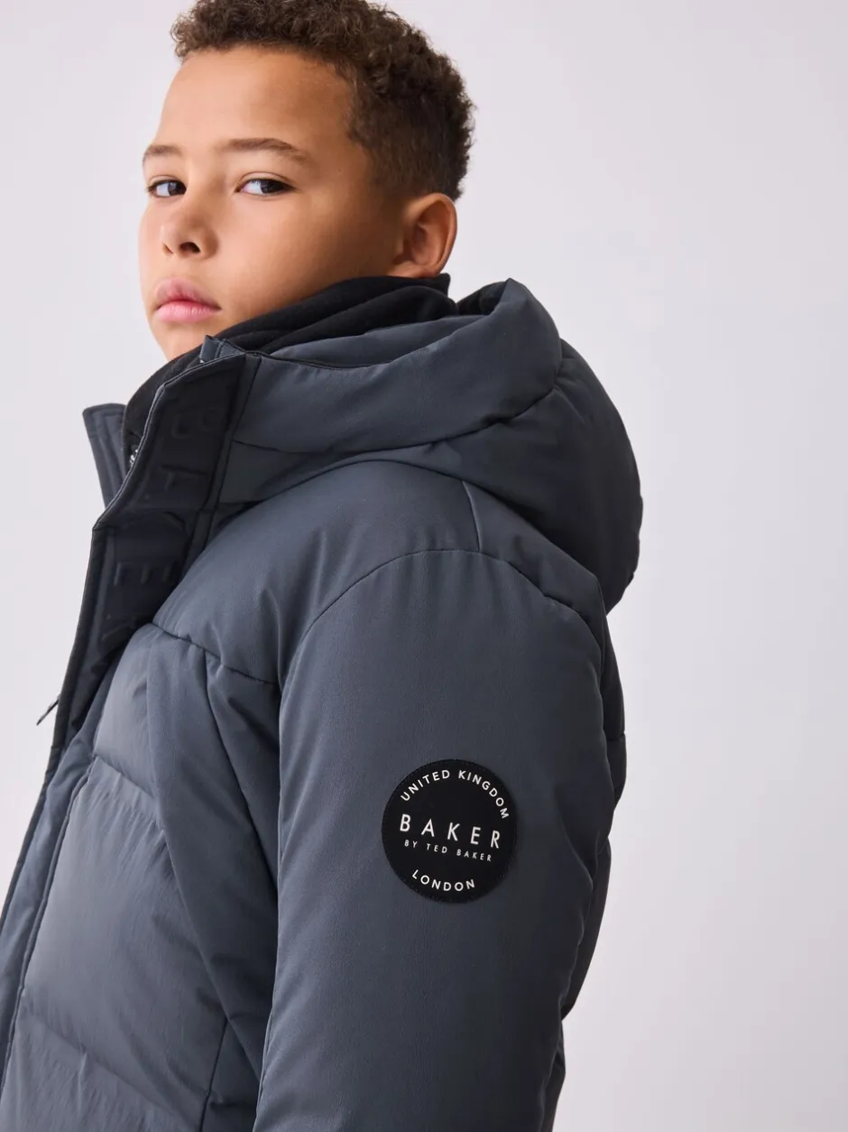 Schoolkleding|Jassen En Jacks*Baker by Ted Baker - regenbestendige gewateerde lange jas Antraciet