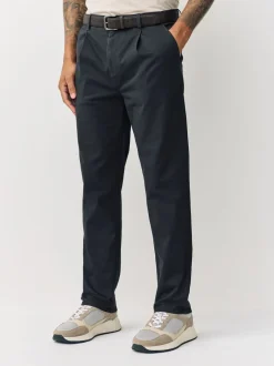 Broeken En Chino's|Next - Belted Soft Touch Pleated Chino Trousers Antraciet