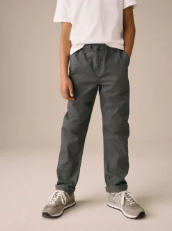 Broeken En Chino's*Next - Broek met geribde elastische taille (3-16 jr) Antraciet