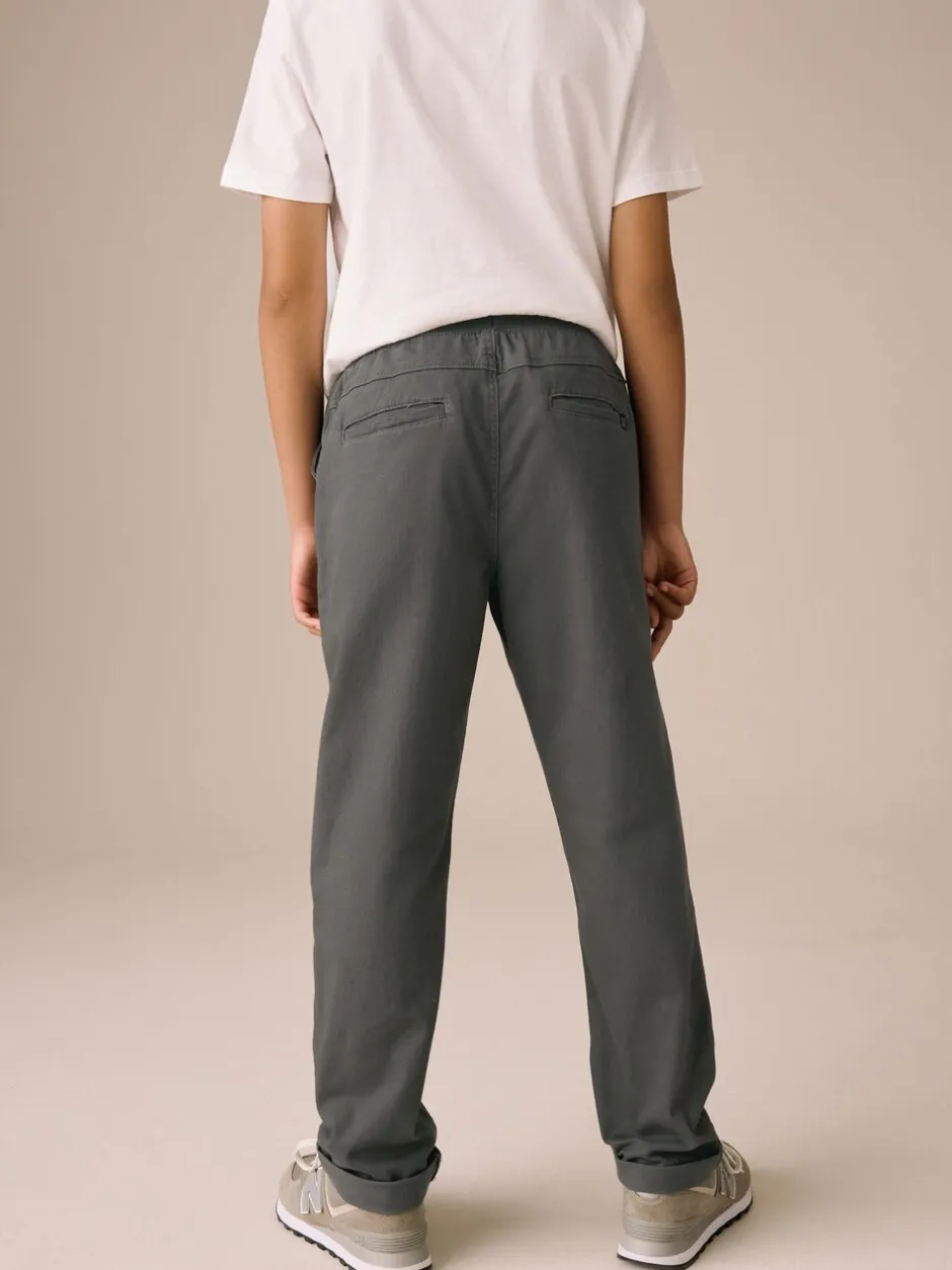 Broeken En Chino's*Next - Broek met geribde elastische taille (3-16 jr) Antraciet