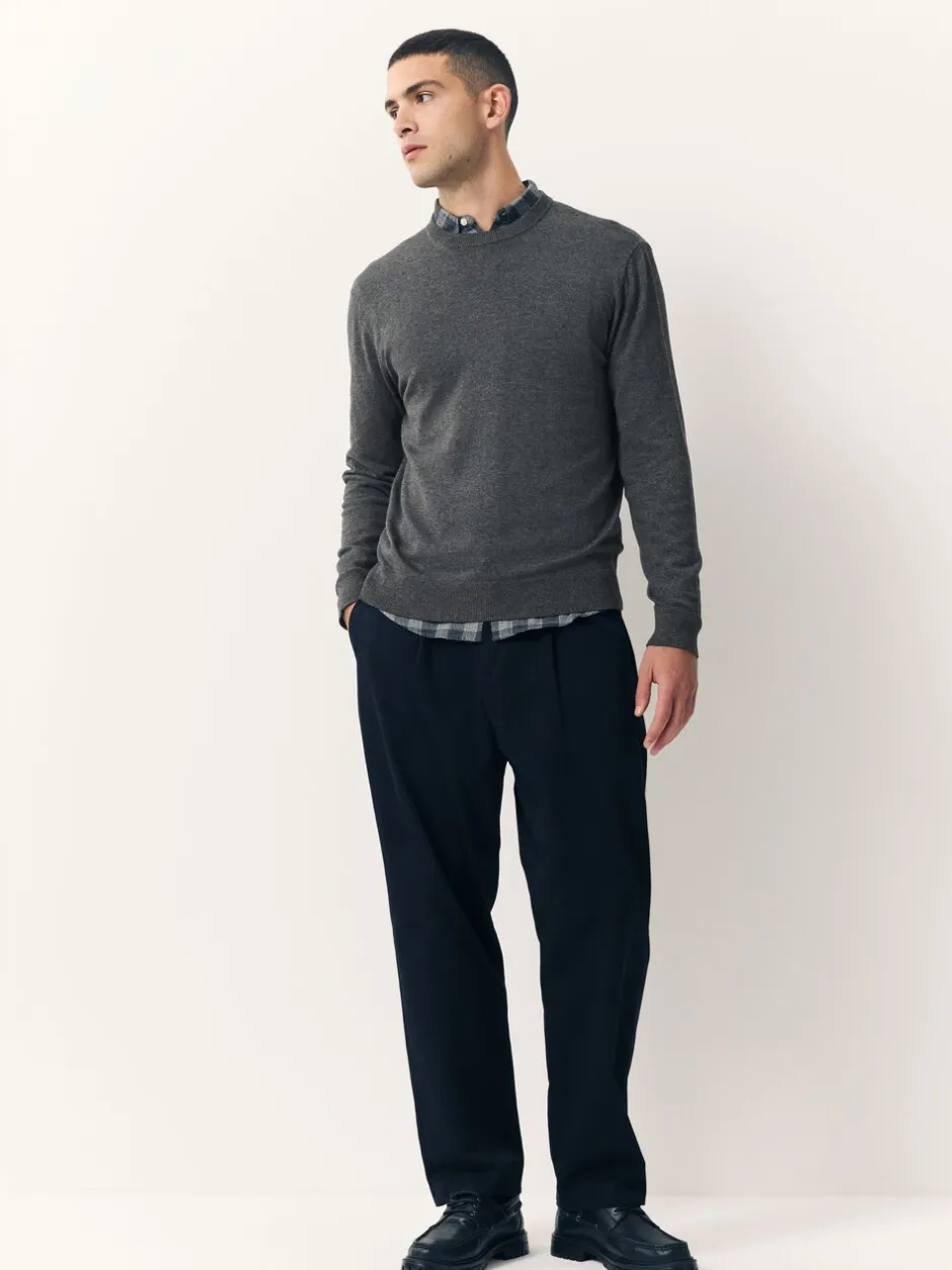 Gebreide Kleding*Next - Effen - Regular Fit Cotton Rich Crew Neck Jumper Antraciet