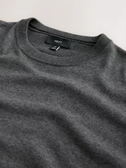 Gebreide Kleding*Next - Effen - Regular Fit Cotton Rich Crew Neck Jumper Antraciet
