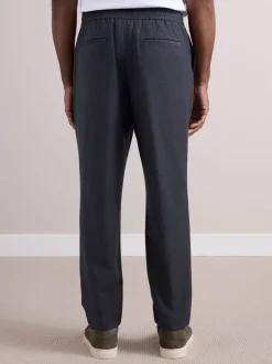 Formele Broek*Next - Elasticated Waist Wool Rich Textured Formal Trousers Antraciet