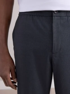 Formele Broek*Next - Elasticated Waist Wool Rich Textured Formal Trousers Antraciet