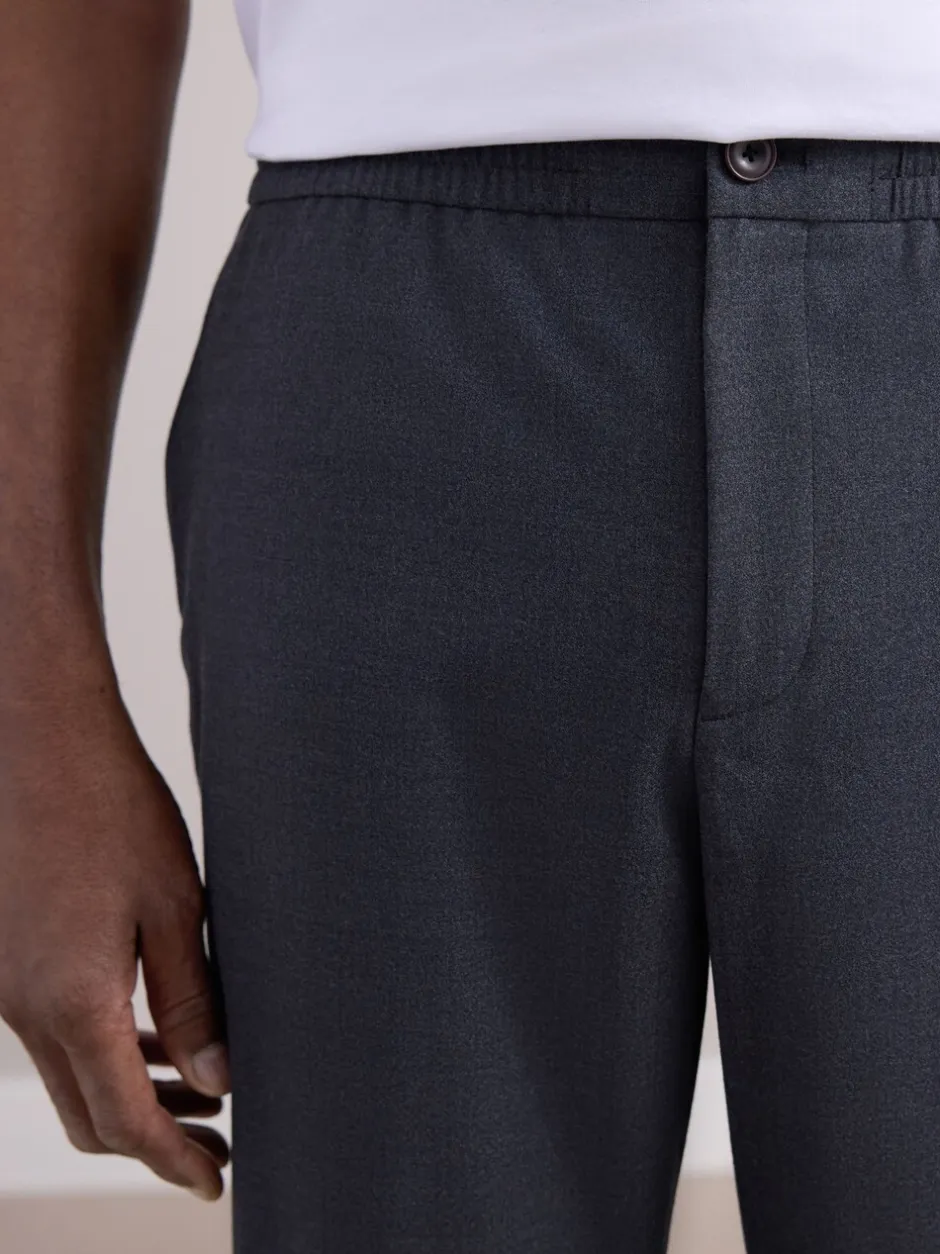 Formele Broek*Next - Elasticated Waist Wool Rich Textured Formal Trousers Antraciet