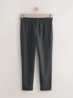 Formele Broek*Next - Elasticated Waist Wool Rich Textured Formal Trousers Antraciet