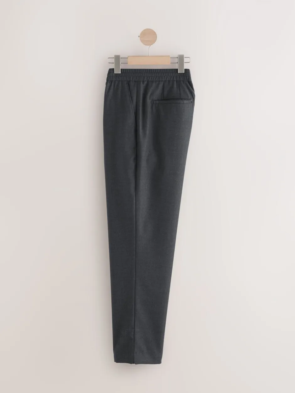 Formele Broek*Next - Elasticated Waist Wool Rich Textured Formal Trousers Antraciet