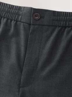 Formele Broek*Next - Elasticated Waist Wool Rich Textured Formal Trousers Antraciet