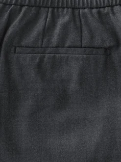 Formele Broek*Next - Elasticated Waist Wool Rich Textured Formal Trousers Antraciet