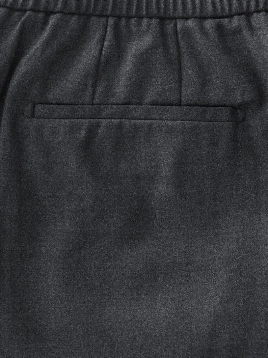 Formele Broek*Next - Elasticated Waist Wool Rich Textured Formal Trousers Antraciet