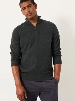 Gebreide Kleding*Fat Face - FatFace Half Zip Neck Knitted Jumper Antraciet