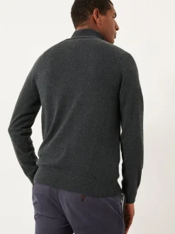 Gebreide Kleding*Fat Face - FatFace Half Zip Neck Knitted Jumper Antraciet