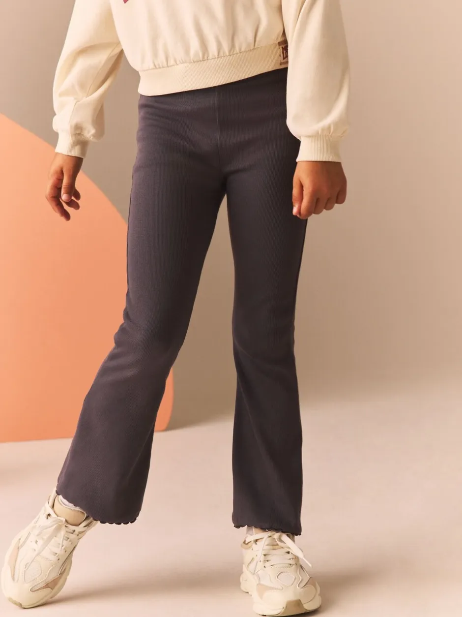 Broeken En Leggings*Next Antraciet - Geribde uitlopende legging (3-16 jr)