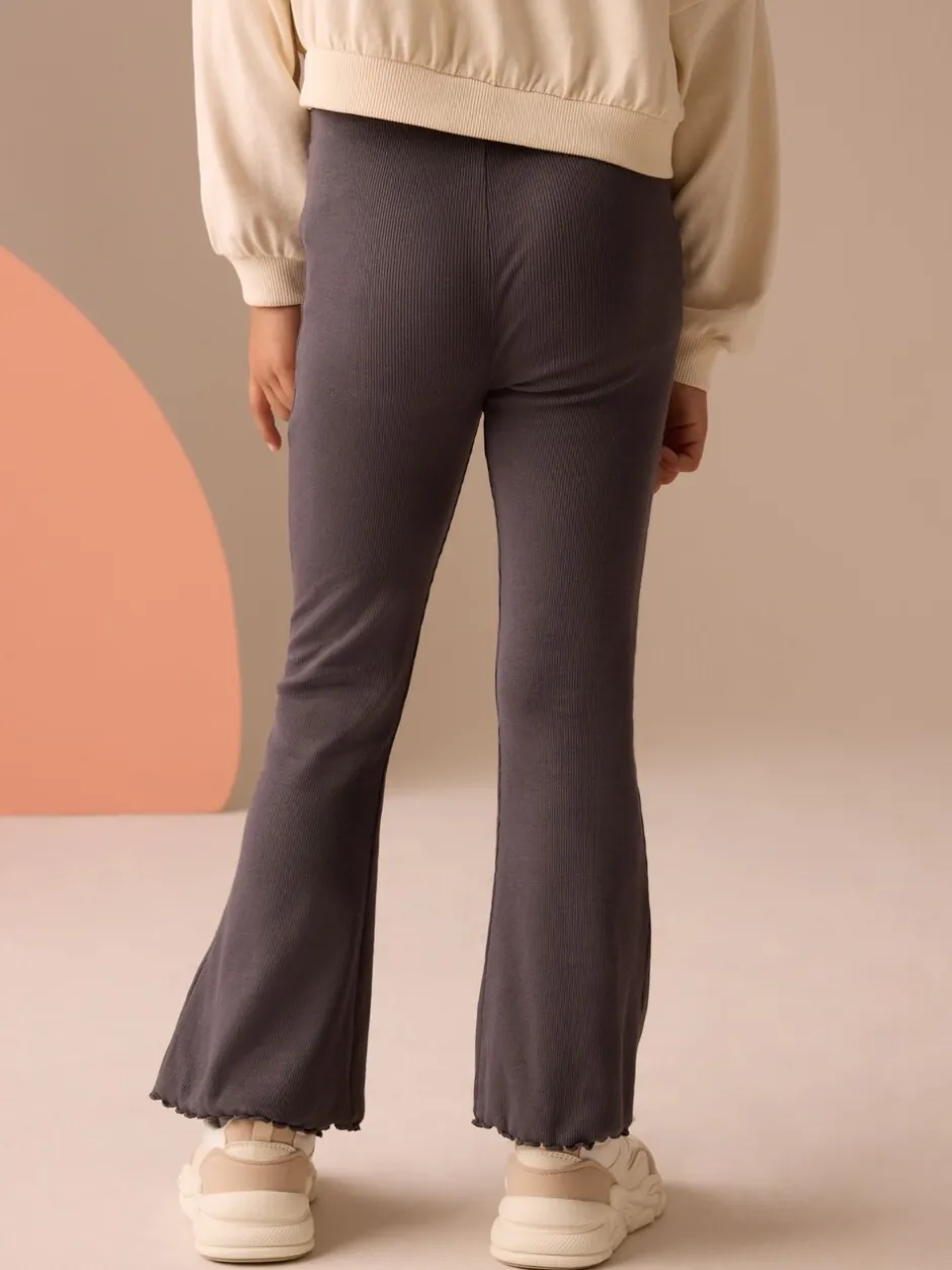 Broeken En Leggings*Next Antraciet - Geribde uitlopende legging (3-16 jr)