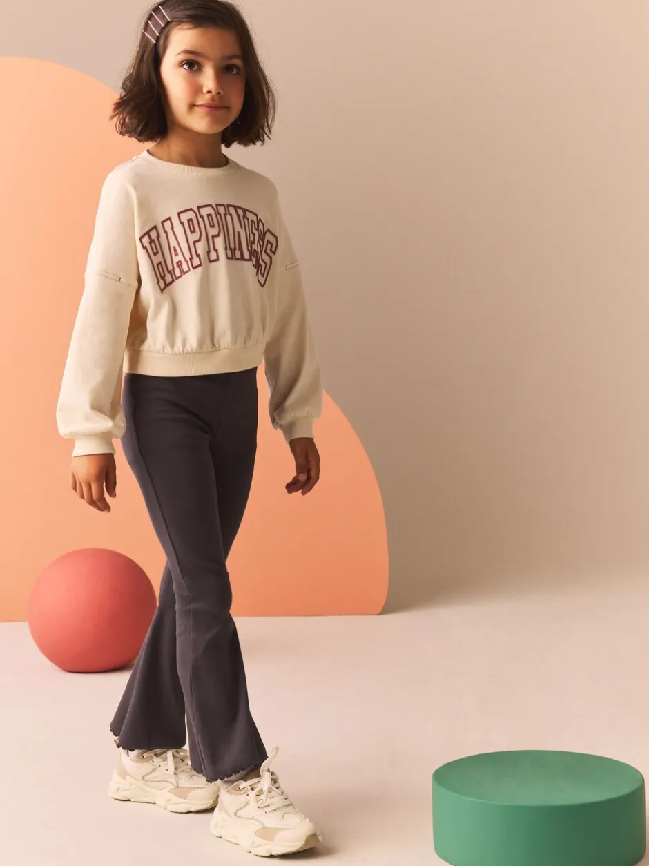 Broeken En Leggings*Next Antraciet - Geribde uitlopende legging (3-16 jr)