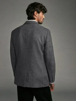 Blazers En Business-Jasjes|Next - Normale Pasvorm - Blazer met visgraatmotief en hoog wolgehalte Antraciet