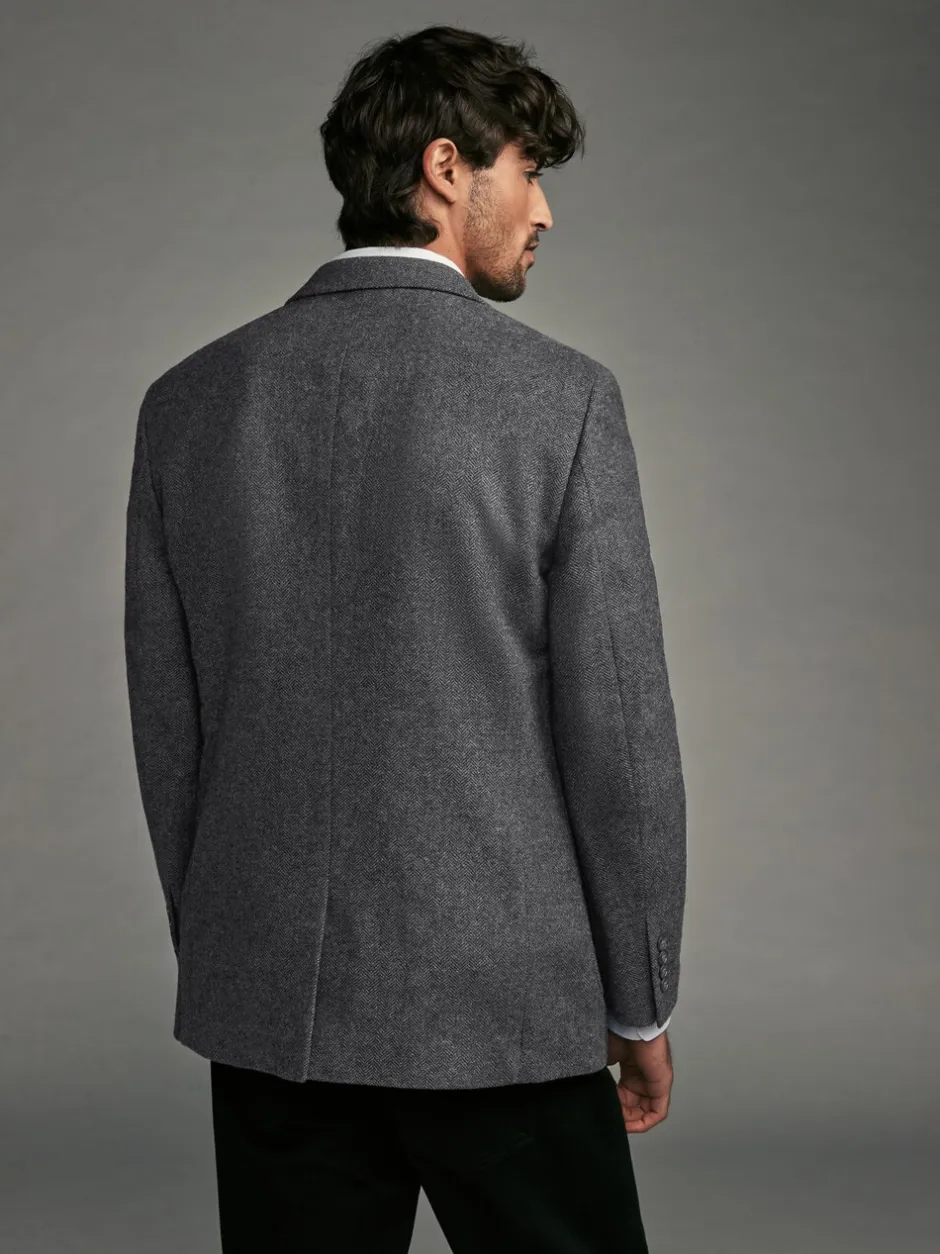 Blazers En Business-Jasjes|Next - Normale Pasvorm - Blazer met visgraatmotief en hoog wolgehalte Antraciet