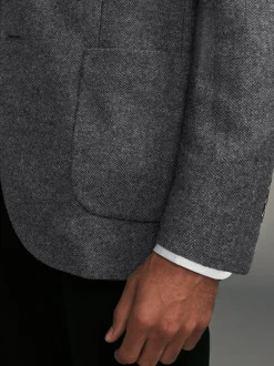 Blazers En Business-Jasjes|Next - Normale Pasvorm - Blazer met visgraatmotief en hoog wolgehalte Antraciet