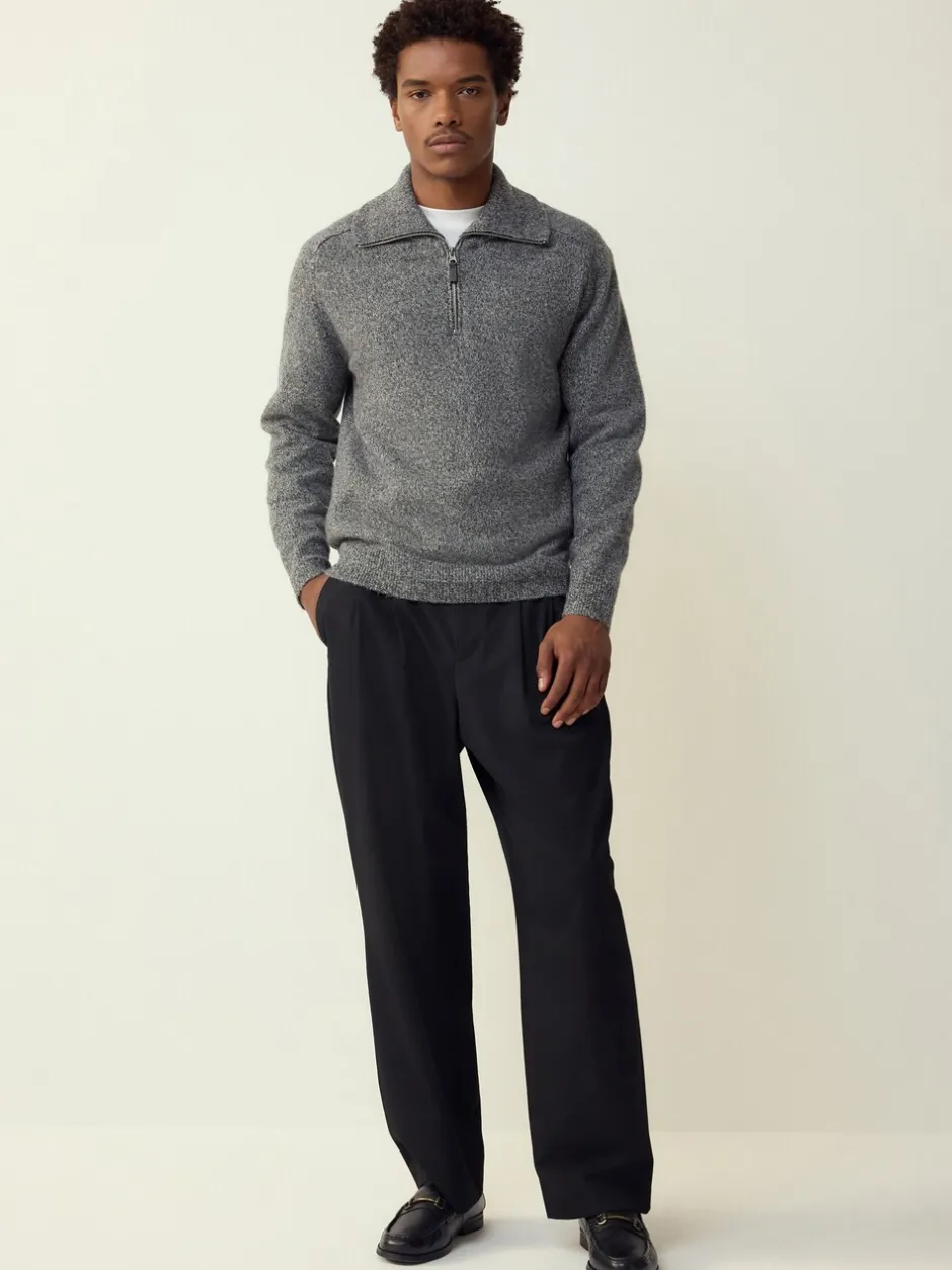 Gebreide Kleding|Next - Quarter Zip Neck Jumper with Wool Antraciet