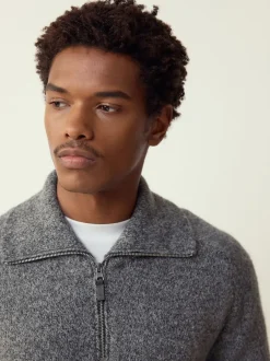 Gebreide Kleding|Next - Quarter Zip Neck Jumper with Wool Antraciet