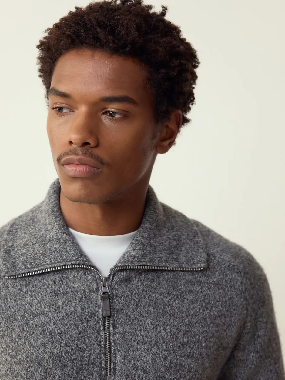 Gebreide Kleding|Next - Quarter Zip Neck Jumper with Wool Antraciet