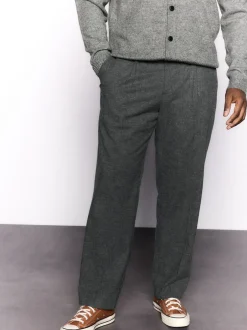 Formele Broek|Broeken En Chino's|Next - Regular Fit Smart Brushed Cotton Textured Trousers Antraciet