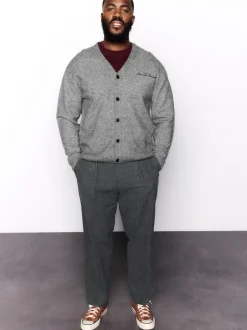 Formele Broek|Broeken En Chino's|Next - Regular Fit Smart Brushed Cotton Textured Trousers Antraciet