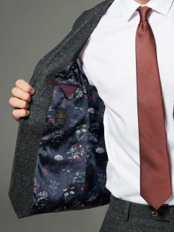 Vesten|Next Antraciet - Regular Fit Wollen Blend Getrimd Kostuum Waistcoat