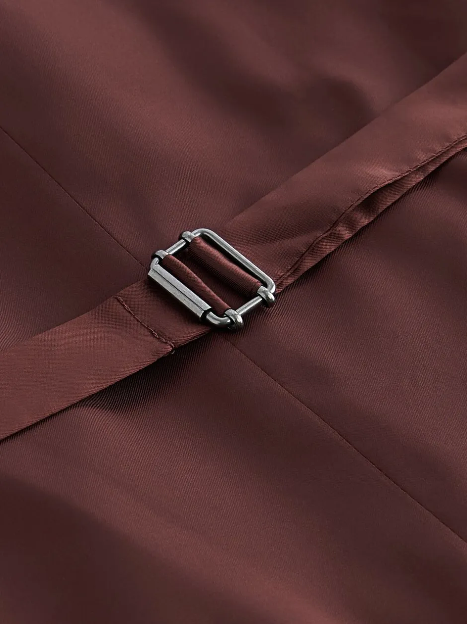 Vesten|Next Antraciet - Regular Fit Wollen Blend Getrimd Kostuum Waistcoat