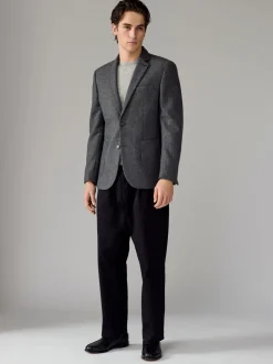 Blazers En Business-Jasjes|Next - Slim Fit - Blazer met visgraatmotief en hoog wolgehalte Antraciet
