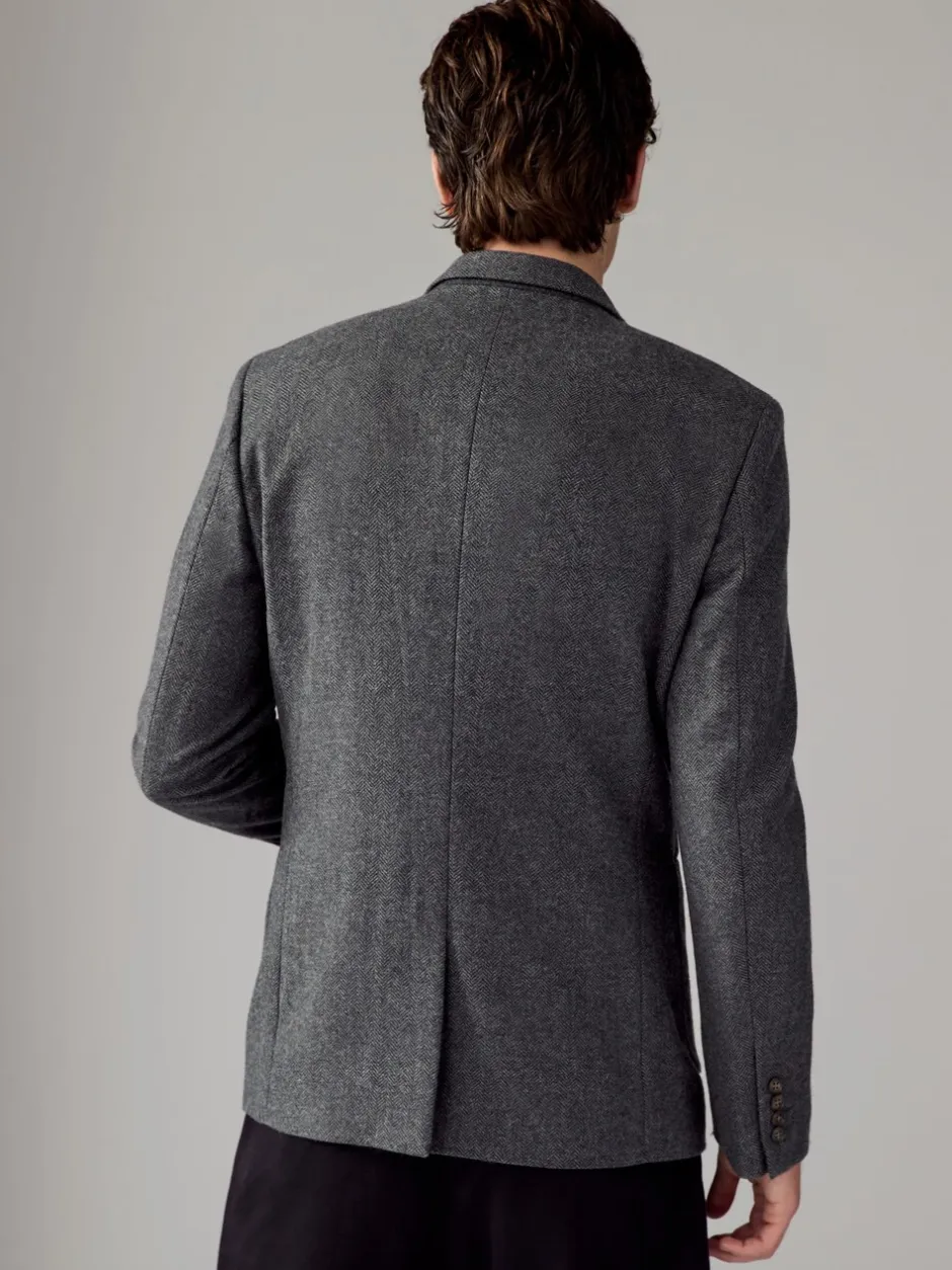Blazers En Business-Jasjes|Next - Slim Fit - Blazer met visgraatmotief en hoog wolgehalte Antraciet