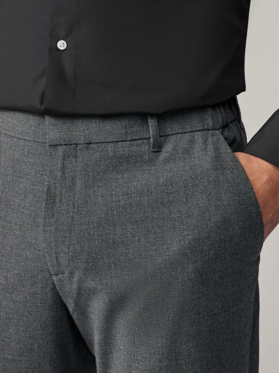 Formele Broek|Next - Slim Fit - Elasticated Waist Motionflex Stretch Smart Trousers Antraciet