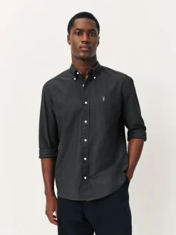 Formele Overhemden|Shirts*Next Antraciet - Slim Fit - Oxford-hemd met lange mouwen