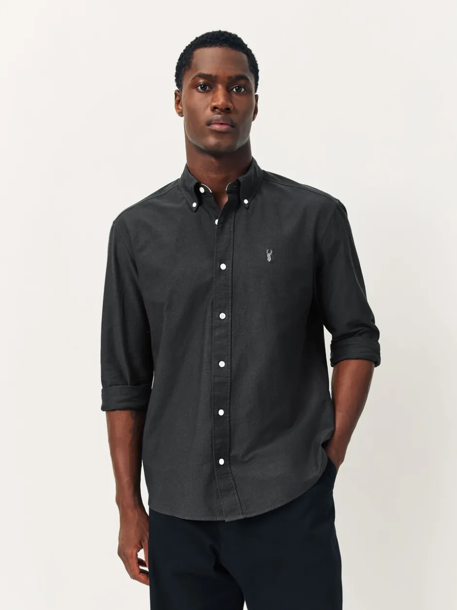 Formele Overhemden|Shirts*Next Antraciet - Slim Fit - Oxford-hemd met lange mouwen
