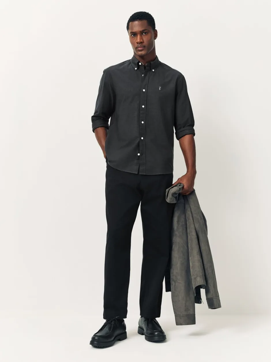 Formele Overhemden|Shirts*Next Antraciet - Slim Fit - Oxford-hemd met lange mouwen