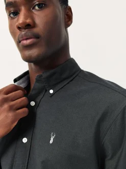 Formele Overhemden|Shirts*Next Antraciet - Slim Fit - Oxford-hemd met lange mouwen